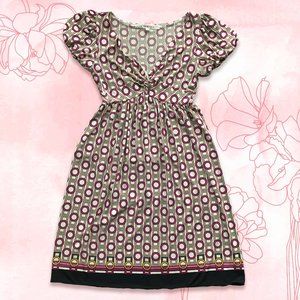 Studio M Short Puffy Sleeve A-Line Midi Dress 👗💕🤍🖤